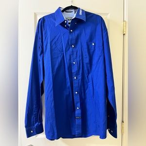 Cowboy Up Blue Men’s Rodeo Button Down Shirt 100% Cotton-Size XXL-Embroidered